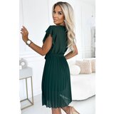 Numoco Chiffon pleated dress with a neckline and ruffles | Shoptok.si