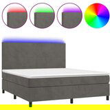 Box spring postelja z vzmetnico LED temno siva 180x200 cm žamet, (20789509) | Shoptok.si