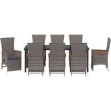 vidaXL set od 9 komada vrtne blagovaonske garniture s jastucima sive poli ratan | shoptok.hr