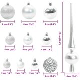  Set Božićnih Ukrasnih Kuglica 61 pcs Srebrno Plastika | shoptok.hr