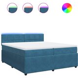 vidaXL Box spring postelja z vzmetnico modra 200x200 cm žamet, (21307115) | Shoptok.si