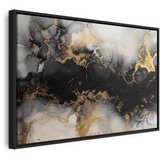  Slika - Golden explosions – abstract pattern inspired by marble 90x60 U crnom drvenom okviru | shoptok.hr