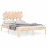 The Living Store Posteljni okvir z vzglavjem trden les - Posteljni Okvir, (21524169) | Shoptok.si