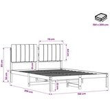  Krevetni okvir s tapiciranim uzglavljem Tamno smeđa i crna - tamno smeđa i crna 150 x 200 cm | shoptok.hr