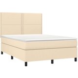  Krevet box spring s madracem LED krem 140x200 cm od tkanine | shoptok.hr