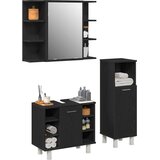  Set namještaja za kupaonicu Zidne 3 pcs Crna 30 x 30 x 99,5 cm | Eponuda.com