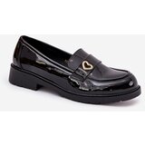 S. BARSKI Lacquered Women's Moccasins With Heart Black S.Barski | Shoptok.si