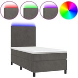  Box spring postelja z vzmetnico LED temno siva 90x200 cm žamet, (20789721) | Shoptok.si