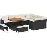  12-dijelni vrtni set sofe s jastucima crni poli ratan akacija 3-dijelni vrtni set za blagovanje s jastucima crni poli ratan aka | shoptok.hr