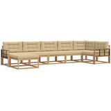  Set vanjskih sofa 7 kom. Bijela i bež Smeđa 406 x 168,5 x 73 cm | Shoptok.si