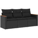 Maison Chic Seti vrtnega pohištva - Vrtna garnitura - Vrtni pohištvo set 3-delna z blazinami črn poli ratan, (21811489) | Shoptok.si
