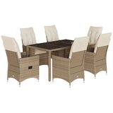  7-dijelni vrtni blagovaonski set od poliratana s jastucima bež 150 x 90 x 75 cm | shoptok.hr