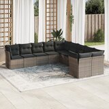 vidaXL 10-dijelni set vrtnih sofa od poliratana s jastucima sivi | shoptok.hr