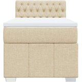 vidaXL Box spring postelja z vzmetnico krem 100x200 cm blago, (21305921) | Shoptok.si
