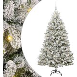 vidaXL Umestno božično drevo Zelena in Bela 180 cm PVC in kovina | Shoptok.si