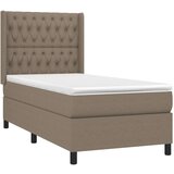  Krevet box spring s madracem LED smeđesivi 90x190 cm tkanina | shoptok.hr