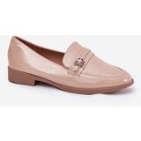 Boto Lacquered Women's Moccasins With Decorative Buckle Beige Mollan | shoptok.hr