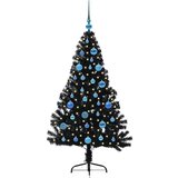 vidaXL Umjetna preddekorirana božićna jelka Črna 150 cm PVC | Shoptok.si