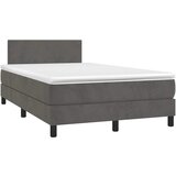 Maison Chic Box spring postelja - Vzmetna postelja z vzmetnico LED temno siva 120x190 cm žamet SL16353, (21903711) | Shoptok.si