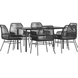 vidaXL 7-dijelni vrtni blagovaonski set s jastucima, crno | shoptok.hr