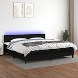Krevet box spring s madracem LED crni 200x200 cm od tkanine Cene