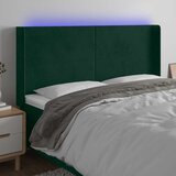  LED uzglavlje tamnozeleno 183 x 16 x 118/128 cm baršunasto | shoptok.hr