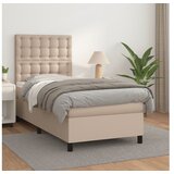  Box spring postelja z vzmetnico kapučino 100x200cm umetno usnje | Shoptok.si