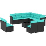  12-dijelni vrtni set s jastucima crni poliratan | shoptok.hr