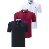 Dewberry TRIPLE SET T8582 MENS T-SHIRT-NAVY BLUE-WHITE-BURGUNDY | ePonuda.com