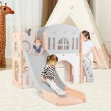  Otroški tobogan 9 v 1, igralna hiška, roza+siva | Shoptok.si