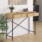 Marckeric Stranska mizica z mizno ploščo v hrastovem dekorju v naravni barvi 35x110 cm Titan – | Shoptok.si
