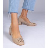 D/CEO marka niezdefiniowana Brown low heel pumps with rhinestones Cahes | Shoptok.si