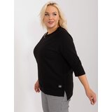 Fashion Hunters Black loose blouse plus size with 3/4 sleeves Cene