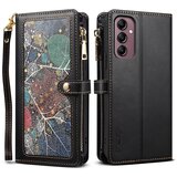 INORCO ESEBLE Galaxy Series za Samsung Galaxy M54 5G RFID blokiranje usnjena torbica za telefon z zadrgo žep denarnica stojalo pokrov, (22035840) Cene