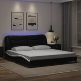 Furnova Posteljni okvir z LED lučkami črno bel 180x200 cm umetno usnje, (21936012) Cene