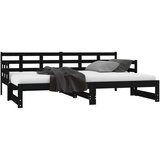  Dnevni ležaj na izvlačenje crni 2x (80x200) cm masivna borovina | shoptok.hr