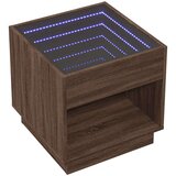 vidaXL Klubska mizica z neskončnimi LED rjavi hrast 50x50x50 cm | Shoptok.si