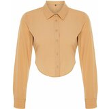 Trendyol Mink Crop Cotton Woven Back Detail Shirt Cene