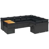  10-dijelni set vrtnih sofa s jastucima crni od poliratana | shoptok.hr