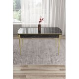 Hanah home trpezarijski sto Tia, 132 × 80 cm, ploča u dekoru crnog mermera, zlatne noge | Eponuda.com