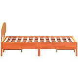vidaXL Posteljni okvir z vzglavjem voščeno rjava 135x190 cm borovina | Shoptok.si