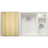 Blanco pomivalno korito AXIA III 6 S InFino SILGRANIT lesena deska, BAZEN DESNO, z daljin. prim. - LEDENIŠKO BELA | Shoptok.si
