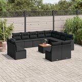  13-dijelni set vrtnih sofa s jastucima poliratan crni | shoptok.hr
