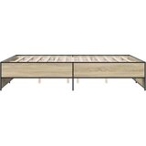 vidaXL Posteljni okvir sonoma hrast 150x200 cm inž. les in kovina, (21128810) | Shoptok.si