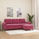  Trosjed s tabureom crvena boja vina 180 cm baršunasti Cene