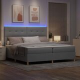  LED Box Spring Krevet Svijetlo siva 200 x 200 cm tkanina | shoptok.hr