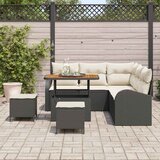 vidaXL Vrtna sedežna garnitura z blazino 8 pcs Črna poli ratan, (5000153953) | Shoptok.si