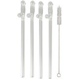 Out of the blue Straw Willy - Steklena slamica za penis - prosojna (4 kosi) | Shoptok.si