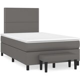 Maison Chic Box spring postelja - Vzmetna postelja z vzmetnico siv 120x200 cm umetno usnje SL7944, (21903341) | Shoptok.si