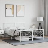 Maison Chic Kovinski Posteljni okvir - Dvoposteljna postelja - Zakonska postelja z vzglavjem in vznožjem bel 135x190 cm, (21695837) | Shoptok.si